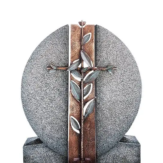 Aversa Cruzis – Granit Einzelgrab Grabdenkmal mit Bronze Symbol Kreuz & Floral