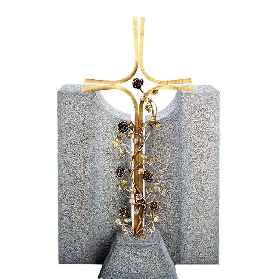 Credo Moderna – Granit Einzelgrabstein mit Bronze Grabkreuz - Doppelgrab