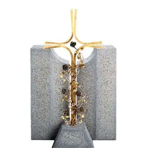 Credo Moderna Granit Einzelgrabstein mit Bronze Grabkreuz - Doppelgrab
