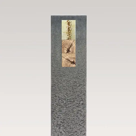 Celenta Moderno – Granit Einzelgrabstein mit Holz & Glas Dekor