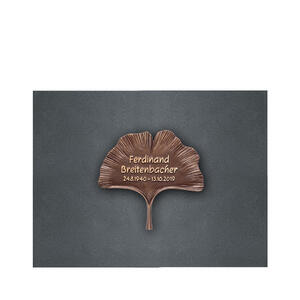 Gingko Albero Granit Gedenkplatte Urnengrab mit Gingko Blatt & Grabinschrift