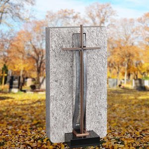 Avellino Blanco Granit Grabmal für Ein Einzelgrab mit Bronze Grabkreuz