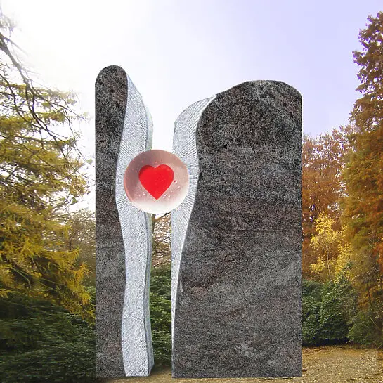 Lubliana – Zweiteiliges Grabmal mit Glas Herz