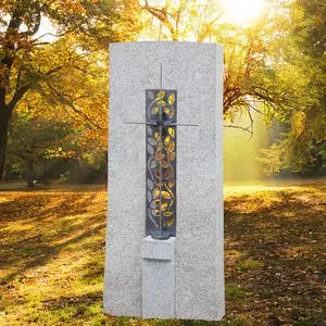 Amico Cruzis Granit Grabstein Doppelgrab mit Bronze Kreuz Ornament