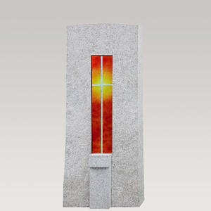 Amico Vetro Granit Grabstein Doppelgrab mit Glas Kreuz Element