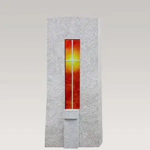 Amico Vetro Granit Grabstein Doppelgrab mit Glas Kreuz Element