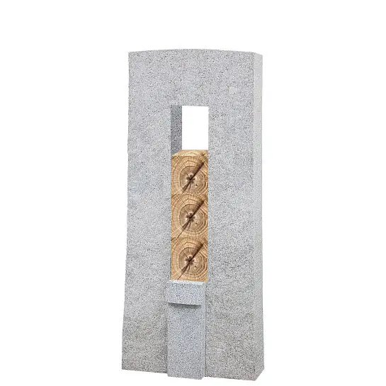 Amico Legno – Granit Grabstein Doppelgrab mit Holz Dekoration