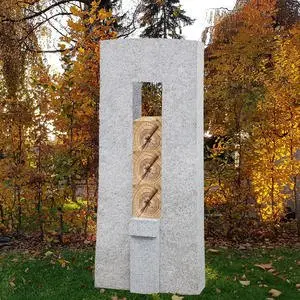 Amico Legno Granit Grabstein Einzelgrab mit Holz Dekoration