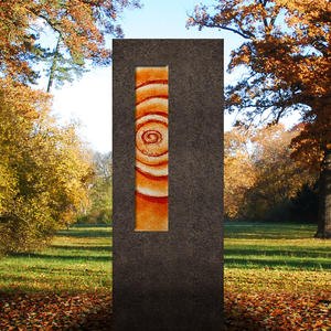 Albona Spiralis Granit Grabstein Glas Ornament Lebensspirale - Einzelgrab