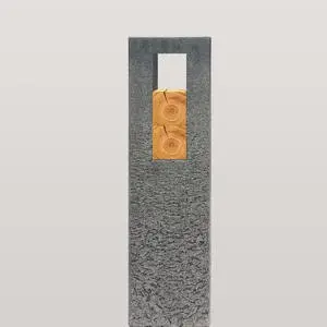 Celenta Legno Granit Grabstein Stele Doppelgrab mit Holz
