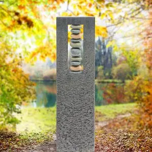 Celenta Pietra Granit Grabstein Stele Doppelgrab mit Kieselsteinen