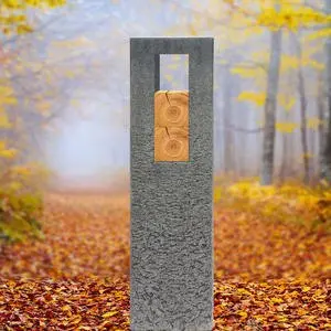 Celenta Legno Granit Grabstein Stele Einzelgrab mit Holz