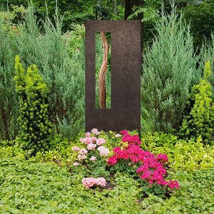 Albona Oris Granit Kindergrabstein mit Treibholz - Schwarzer Granit