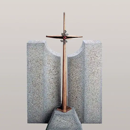 Credo Blanco – Granit Urnengrabmal mit Bronze Grabkreuz