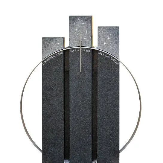 Trias Monumenta – Granit Urnengrabstein Dreiteilig Swarovski Design