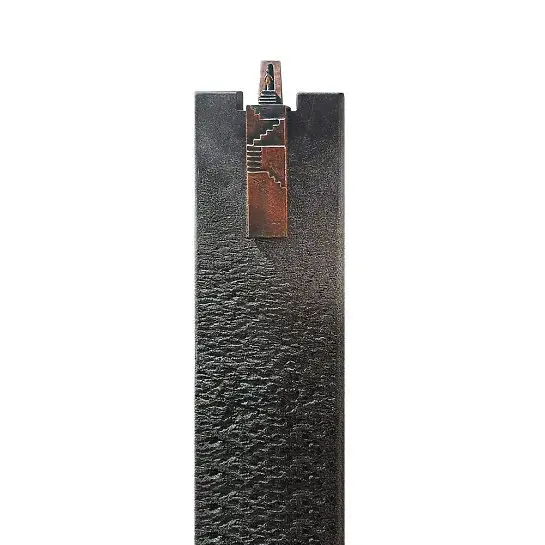 Auxerre Scala – Granit Urnengrabstein Stele mit Bronze Symbol Treppe