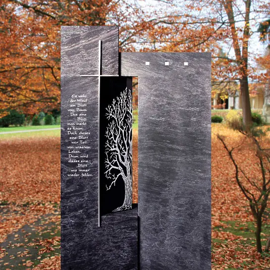 Begato – Großer Familiengrab Gedenkstein Granit mit Baum Gestaltung