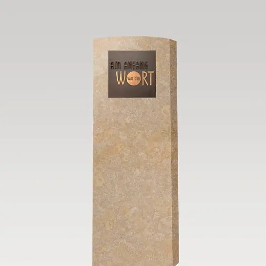 Memoria Clarus – Heller Doppelgrabstein aus Kalkstein mit Bronze Tafel