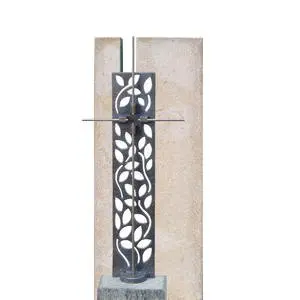 Saint-Gilles Heller Grabstein - Kalkstein mit Bronze Kreuz