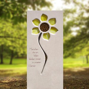 Helia Fiore Heller Kalkstein Kindergrabstein mit Glas Sonnenblume