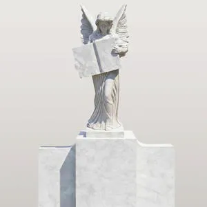 Cinera Historischer Grabengel aus Marmor mit Buch für ein Doppelgrab