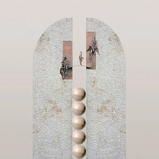 Bisegna Pilla – Kalkstein Doppelgrabstein mit Bronze Ornament - Brücke