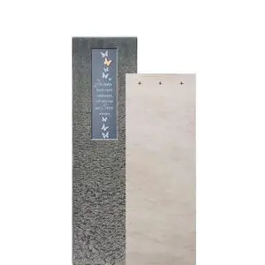 Casato Lepi Kalkstein & Granit Doppelgrabstein mit Bronze Tafel