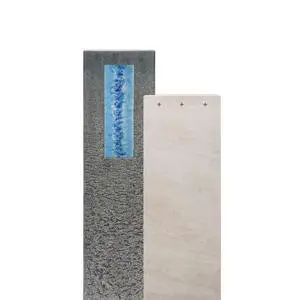 Casato Aqua Kalkstein & Granit Grabmal mit Glasornament Blau - Doppelgrab