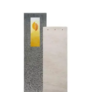 Casato Cruzis Kalkstein & Granit Grabmal mit Glasornament Kreuz - Einzelgrab