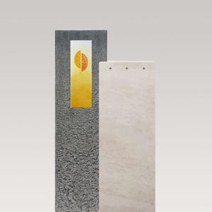 Casato Cruzis Kalkstein & Granit Grabmal mit Glasornament Kreuz - Urnengrab
