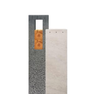 Casato Albero Kalkstein & Granit Grabmal mit Holz Ornament - Urnengrab