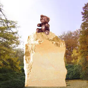 Carlos Kindergrabstein mit Bronze Teddy