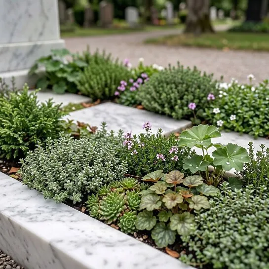 Klassischer Marmor Doppelgrabstein - Fiorina (Detailansicht) 