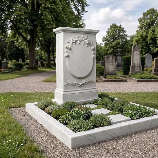 Klassischer Marmor Urnengrabstein - Fiorina (Detailansicht) 