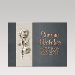 Rosaria Klassischer Urnengrabstein liegend mit Rosenrelief aus Kalkstein