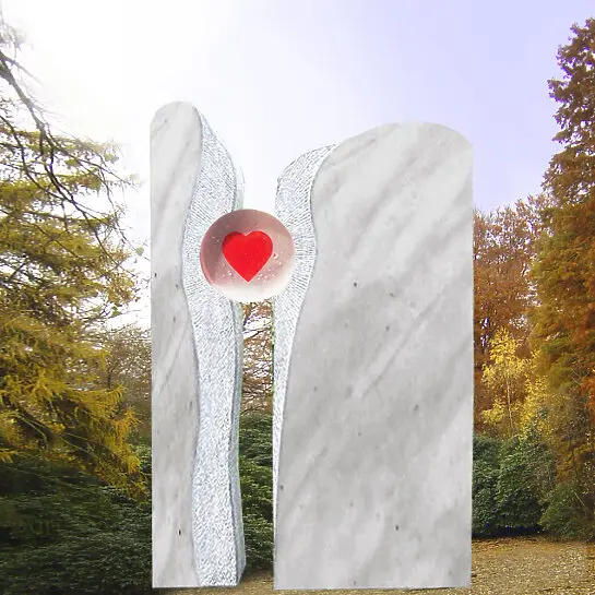 Lubliana – Zweiteiliges Grabmal mit Glas Herz