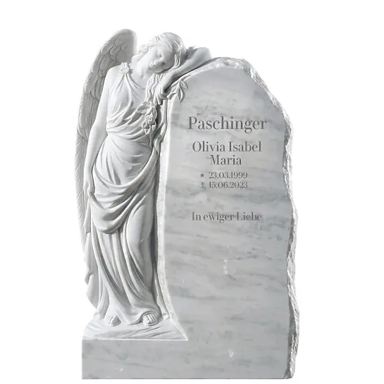 Le Jeune : Granit Urnengrabstein mit Engel Clarissa (Schriftbeispiel 2 von 4)