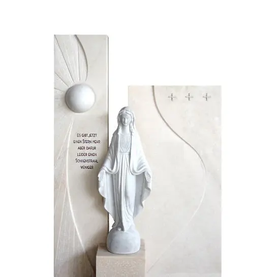 Dorano – Marmor Urnengrabstein mit Madonna Figur