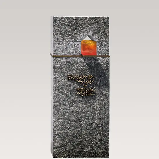 Domus Lumis – Moderner Doppelgrab Grabstein mit Granit, Bronze & Glas