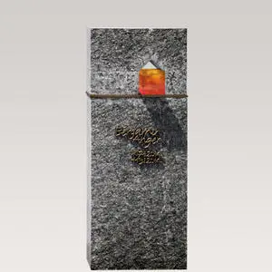Domus Lumis Moderner Doppelgrab Grabstein mit Granit, Bronze & Glas