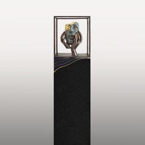 Faccia Moderner Doppelgrabstein mit Bronze Ornament Tor & Menschen