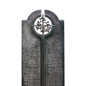 Novara Cruzis Moderner Doppelgrabstein mit Floralem Bronze Kreuz Symbol