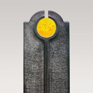Novara Sole Moderner Doppelgrabstein mit Glas Symbol Gelb