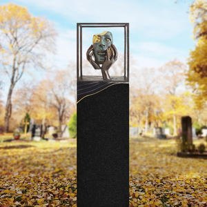 Faccia Moderner Einzelgrab Grabstein mit Bronze Ornament Tor & Menschen