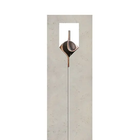 Mondavio – Moderner Einzelgrabstein aus Jura Kalkstein mit Bronze Ornament