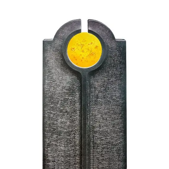 Novara Sole – Moderner Einzelgrabstein mit Glas Symbol Gelb