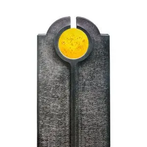 Novara Sole Moderner Einzelgrabstein mit Glas Symbol Gelb