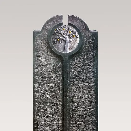 Novara Albero – Moderner Einzelgrabstein mit Granit Lebensabum Relief Rund