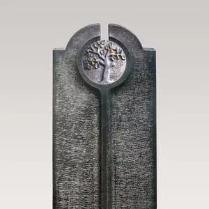 Novara Albero Moderner Einzelgrabstein mit Granit Lebensabum Relief Rund