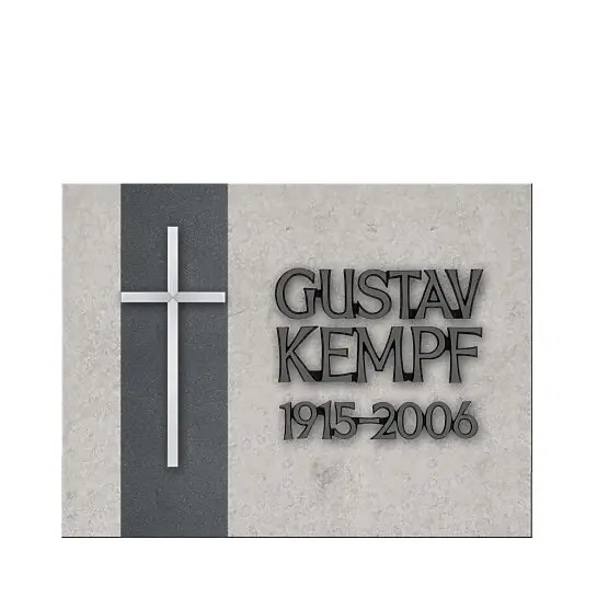 Sanktus – Moderner Gedenkstein Urnengrab Kalkstein mit Kreuz & Beschriftung in Edelstahl